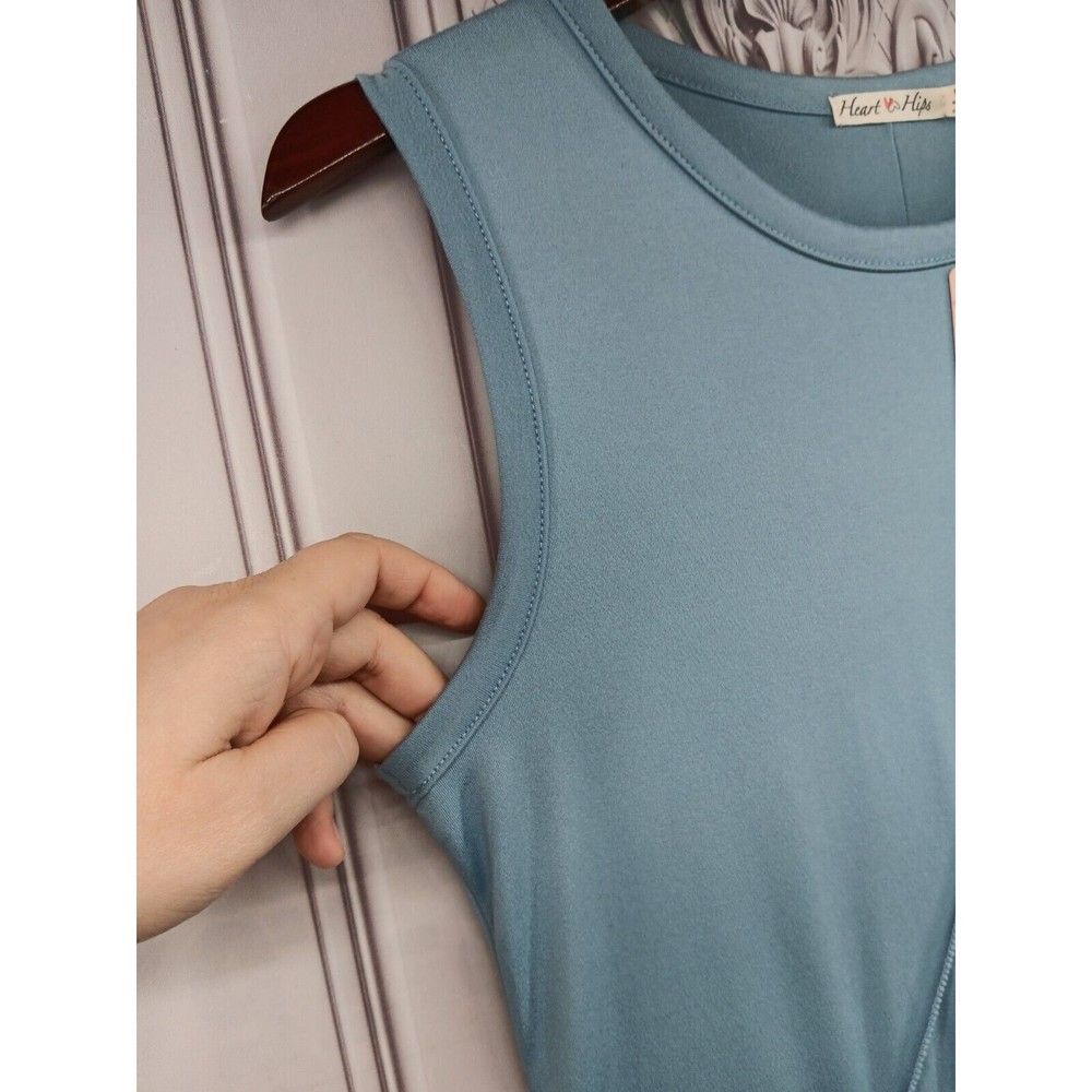 NWT Heart & Hips Maxi Dress Women Size L Stretch High Side Slits Perwinkle Blue - Picture 6 of 16